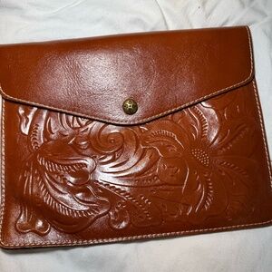 Patricia Nash Faux Leather Brown Envelope Clutch